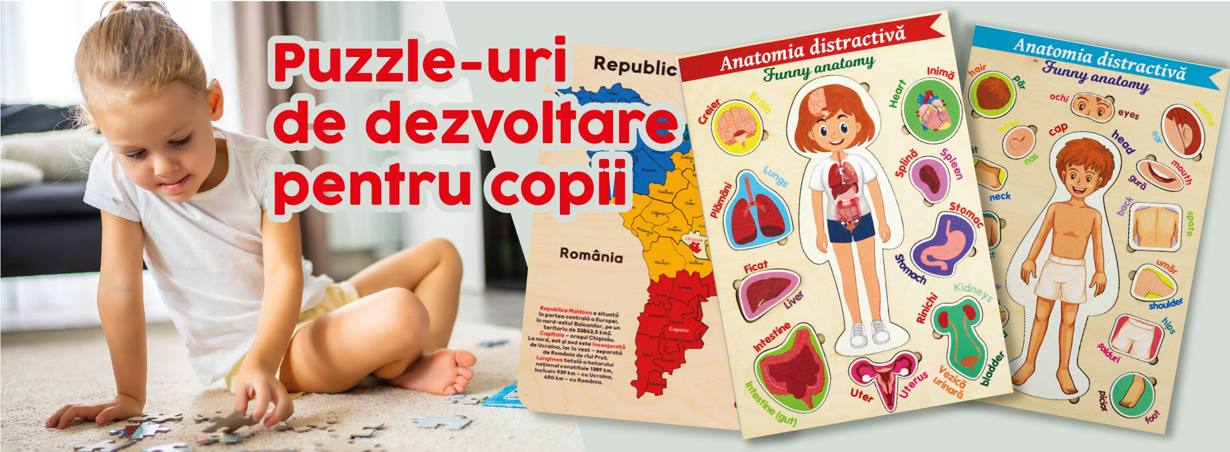 Selecție largă de puzzle-uri educative pentru copii